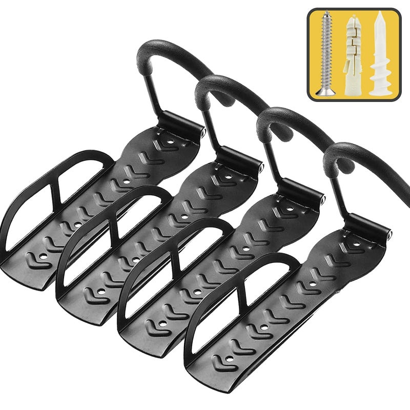 Bike Rack for garage Wall Mount 4 Pack Vertical Bike Hooks Bicycle Hanging Hooks for Indoor Storage with Non-reversible Hooks